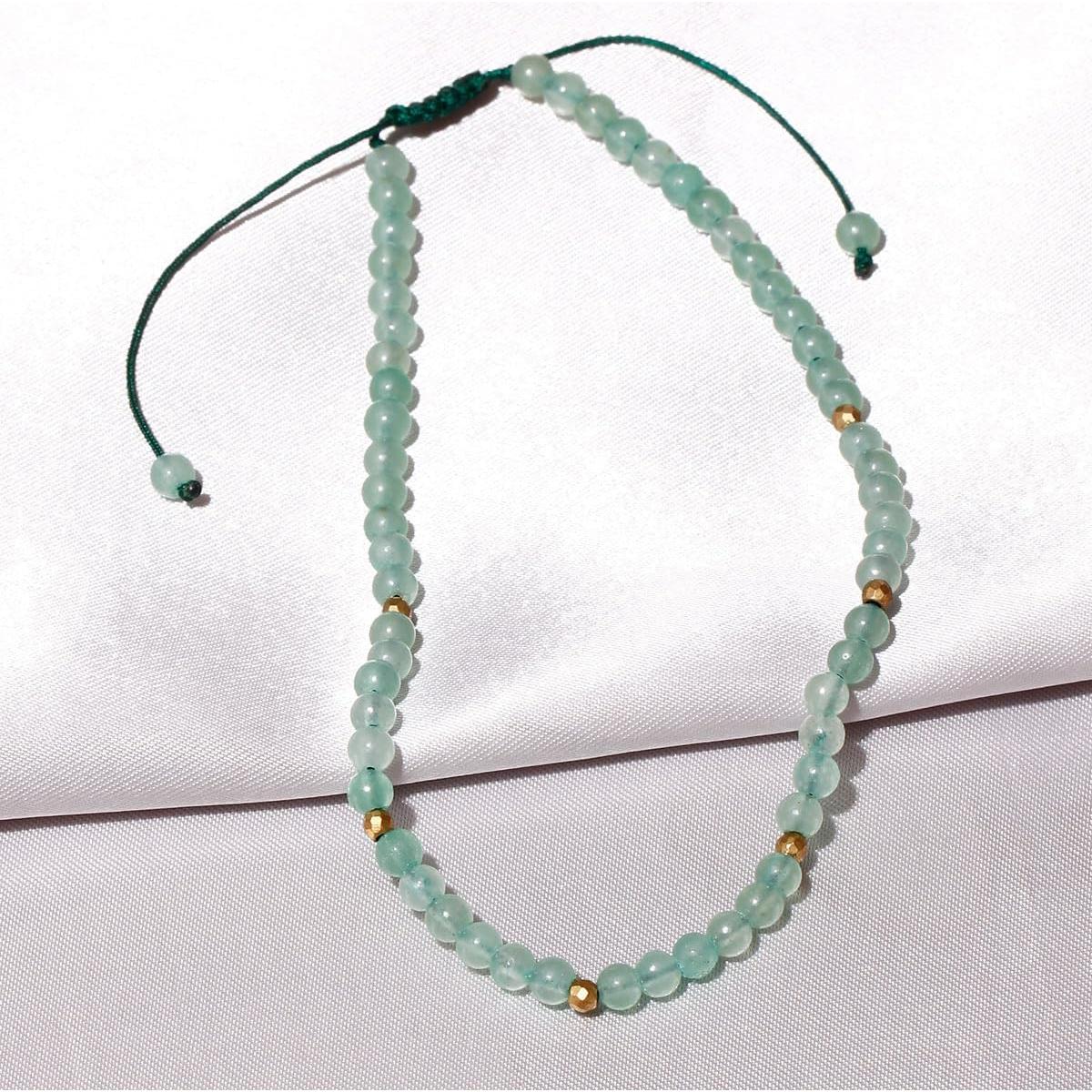 Pulsera de tobillo ajustable Jewever de aventurina para mujer 21.6-25.4 cm