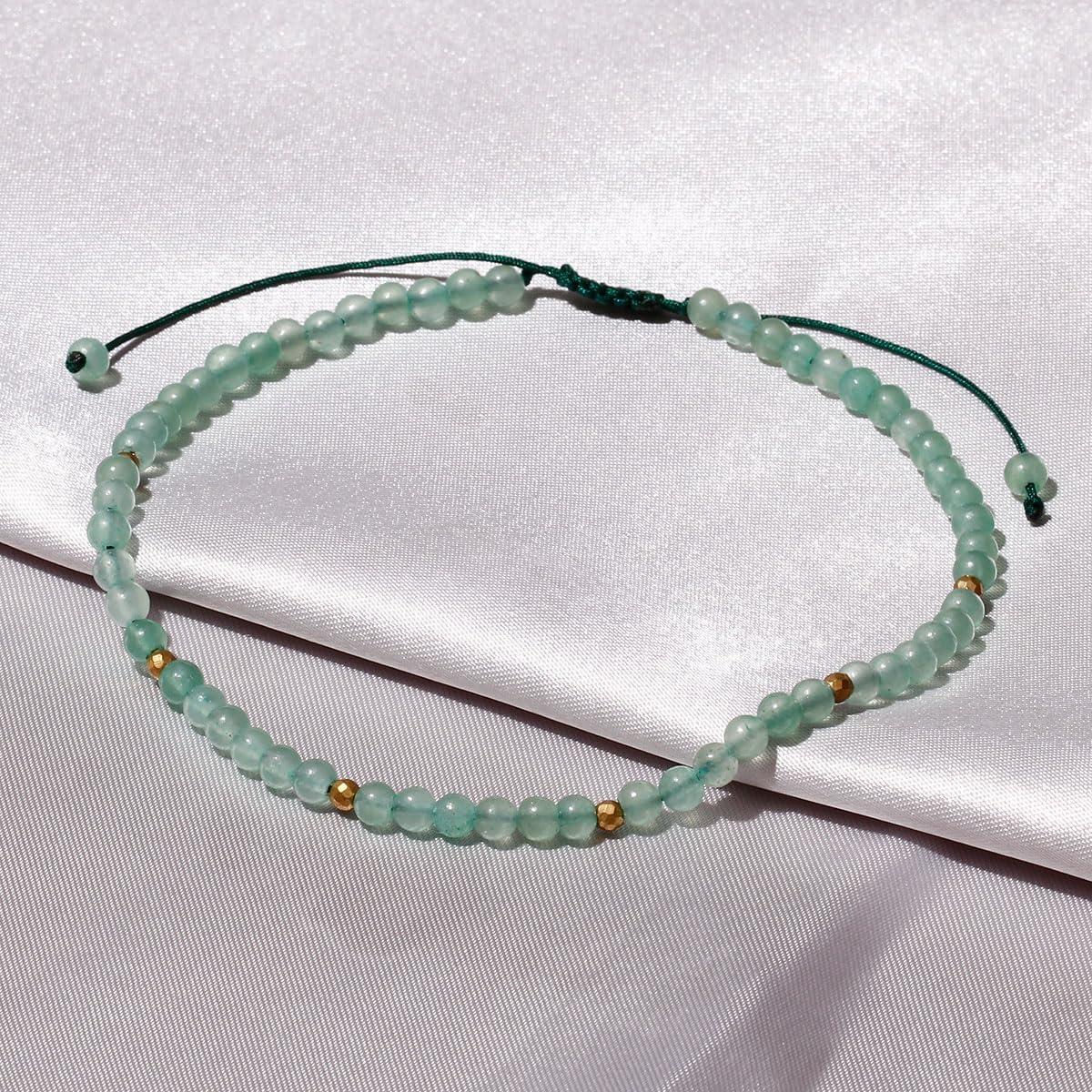 Pulsera de tobillo ajustable Jewever de aventurina para mujer 21.6-25.4 cm