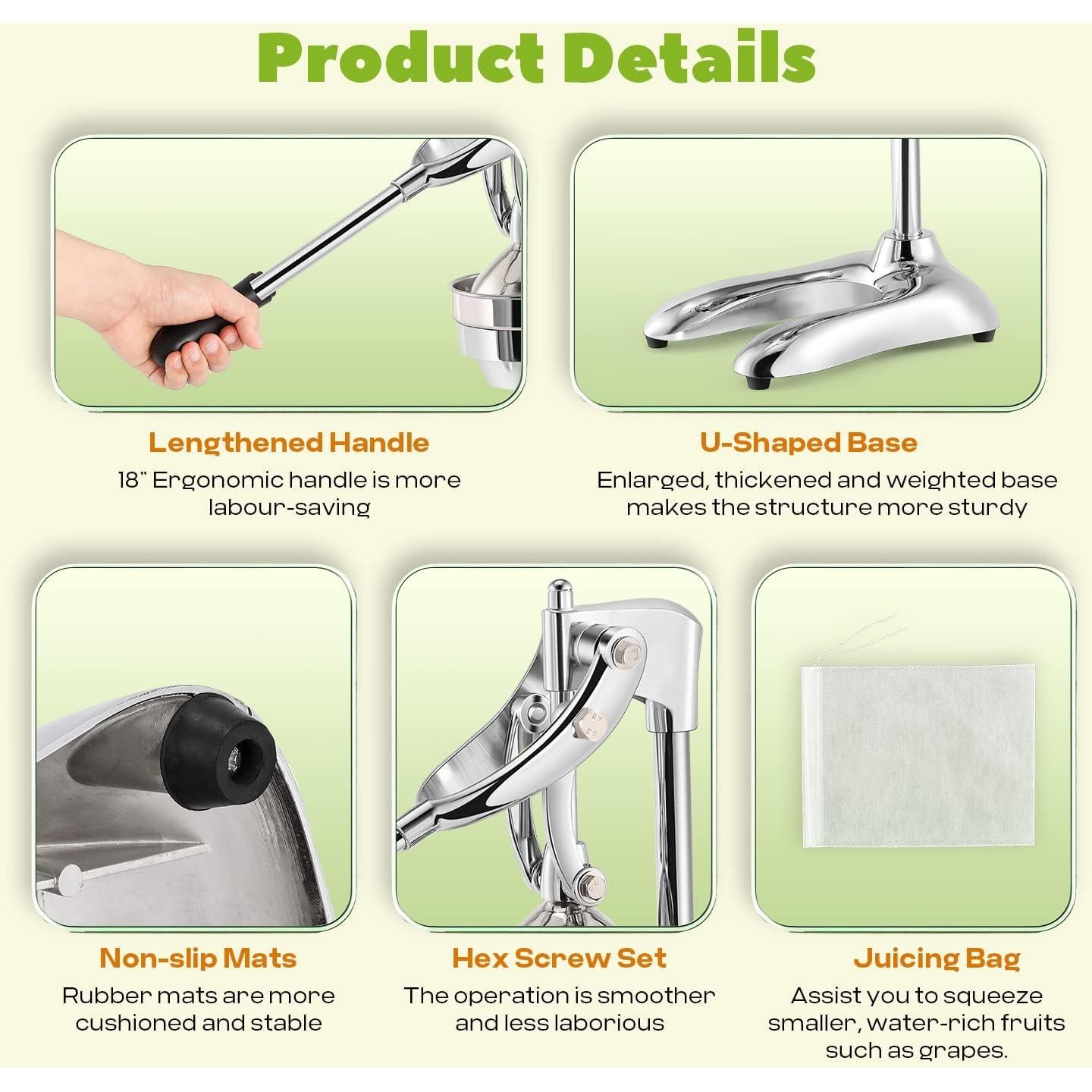 Exprimidor Manual Luzrise de Acero Inoxidable 3.98 kg 0.5 L