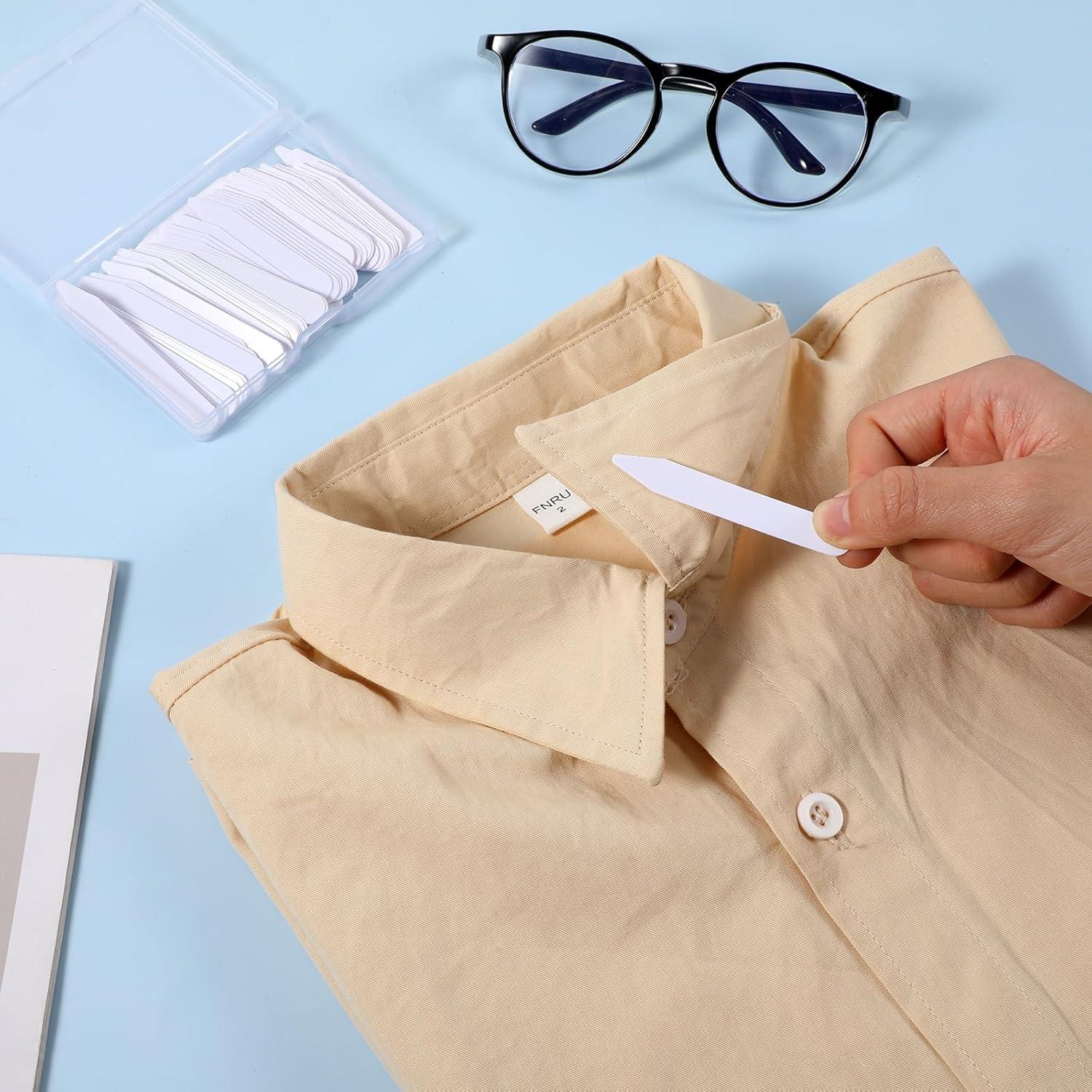 100 Soportes de Cuello de Camisa Oruola - PVC Blanco, 5 Longitudes