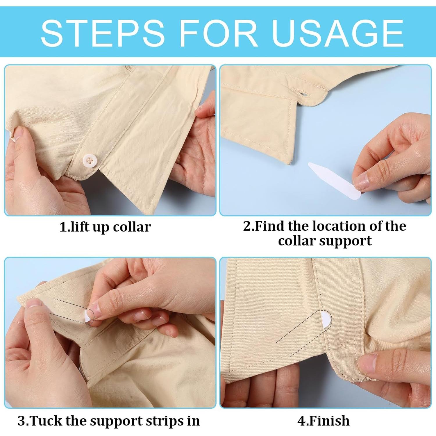 100 Soportes de Cuello de Camisa Oruola - PVC Blanco, 5 Longitudes