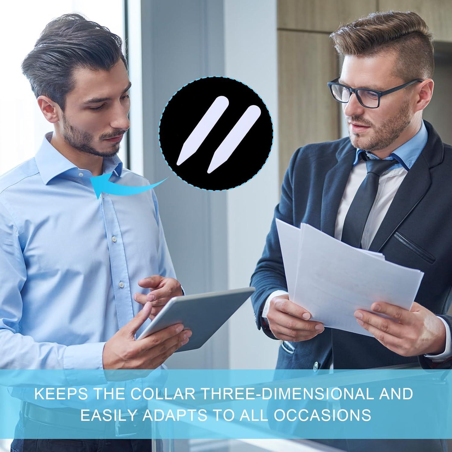 100 Soportes de Cuello de Camisa Oruola - PVC Blanco, 5 Longitudes