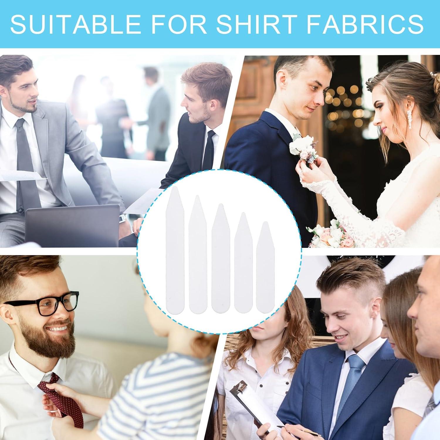 100 Soportes de Cuello de Camisa Oruola - PVC Blanco, 5 Longitudes