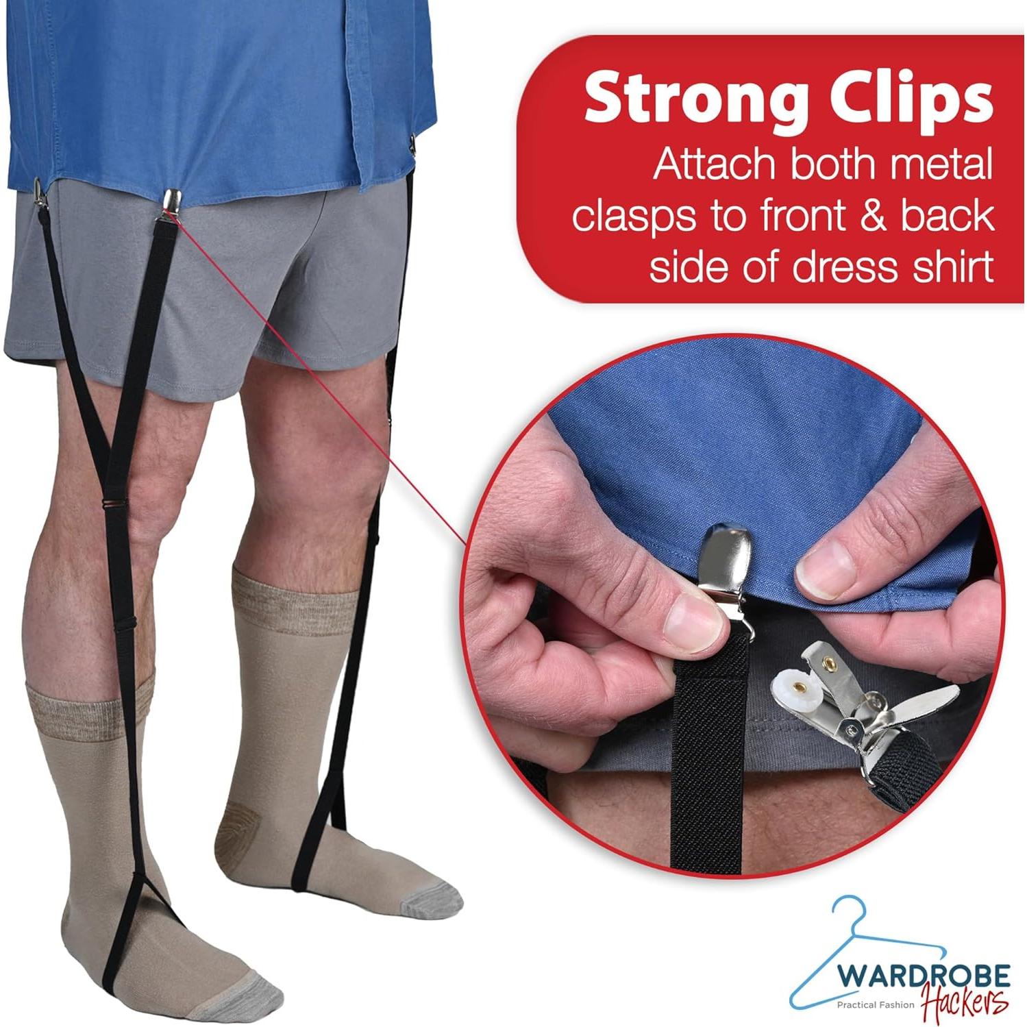 Soportes de Camisa Elásticos Negros para Hombres y Mujeres