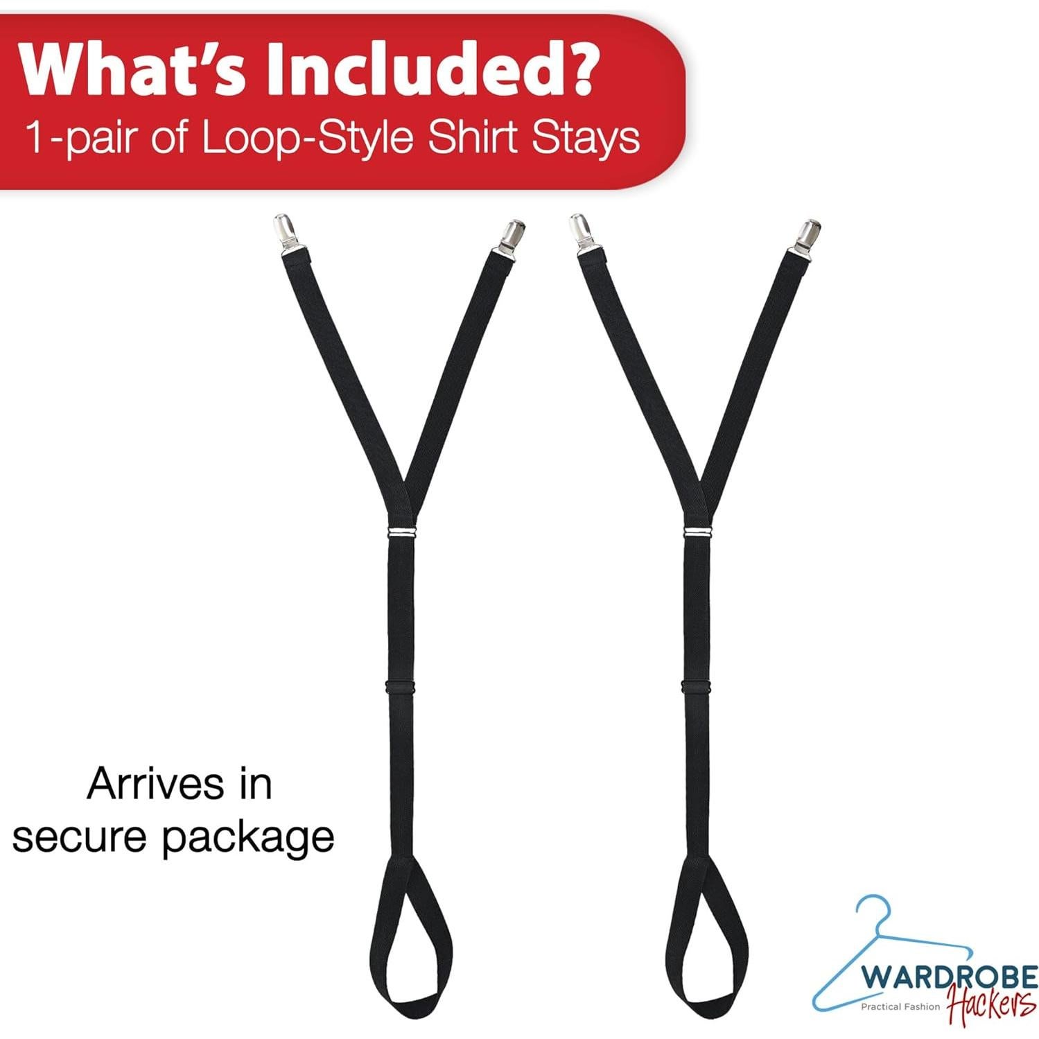 Soportes de Camisa Elásticos Negros para Hombres y Mujeres