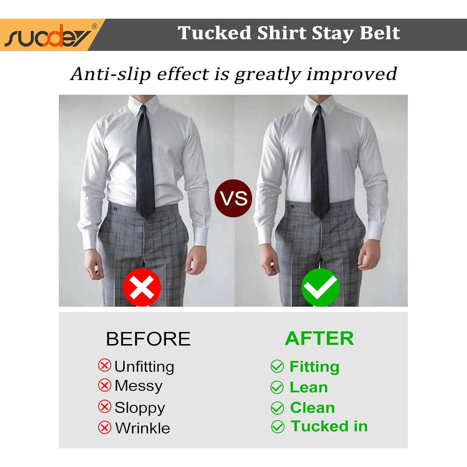 Cinturón Antideslizante SUOSDEY para Camisas Ajustable 3.1cm