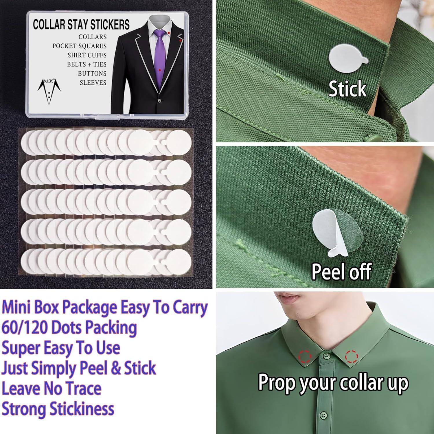 Collares Adhesivos para Camisas y Polos - 120 Pcs - Sin Metal