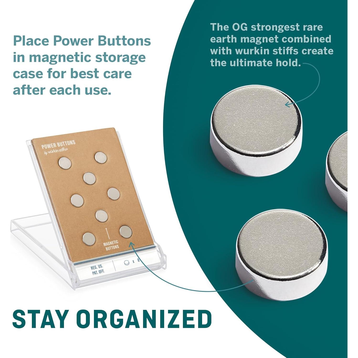 Botones Magnéticos Wurkin Stiffs - Paquete de 8 para Cuellos