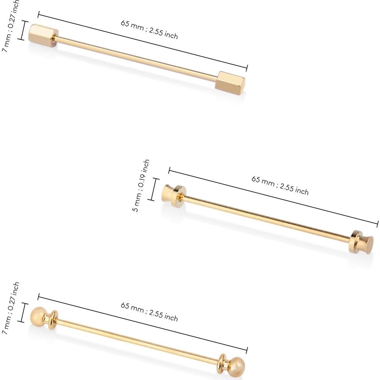 Clip de Corbata wynameleri Set 3 Piezas Dorado y Plateado