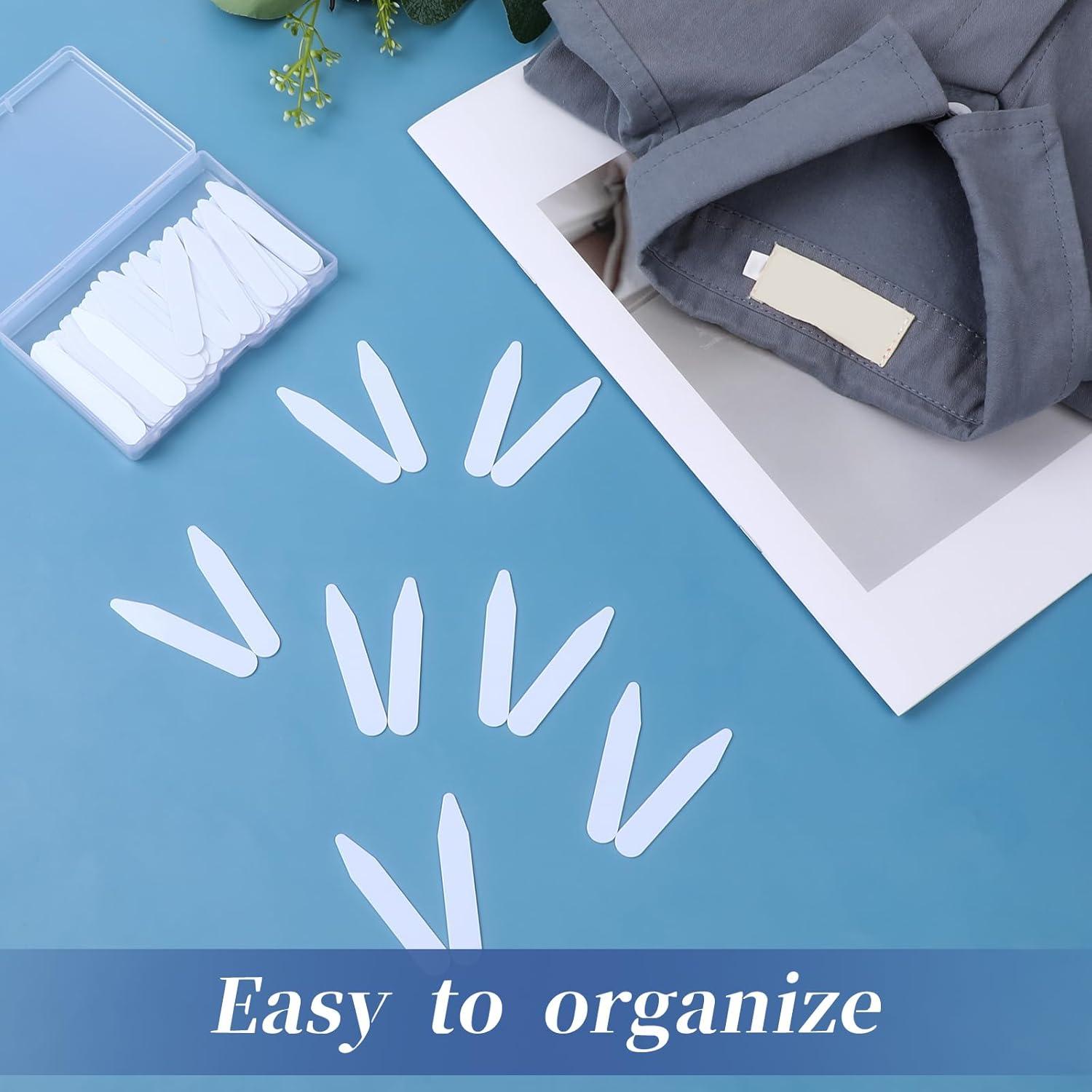 90 Soportes de Cuello de Plástico Blanco para Camisas de Hombre