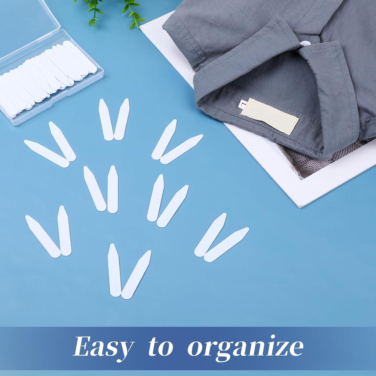 60 Soportes de Cuello de Plástico Blanco para Camisas de Hombre