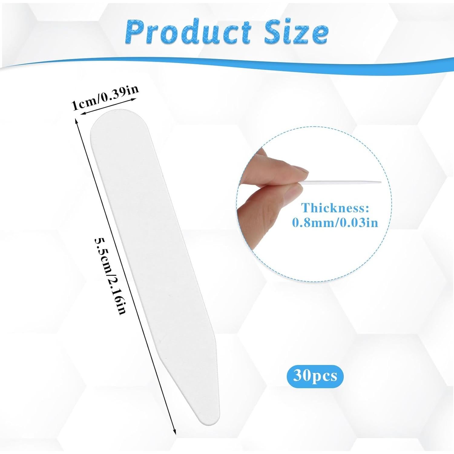 30 Soportes de Cuello de Plástico Blanco para Camisas de Hombre