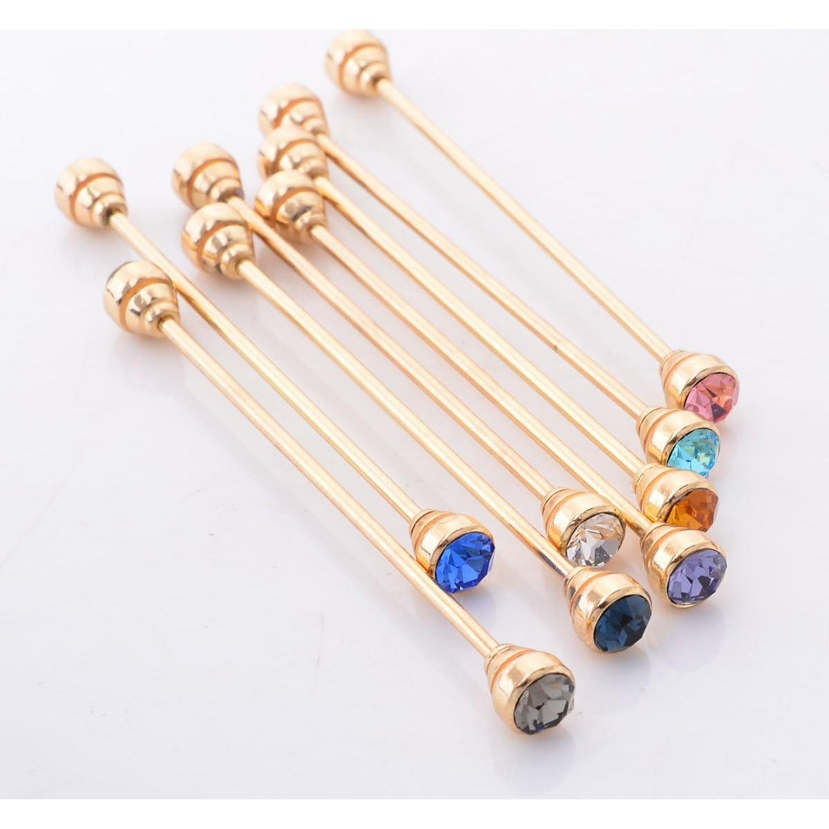 Set 8 Pinzas de Cuello de Cristal YYBONNIE - Oro 18K