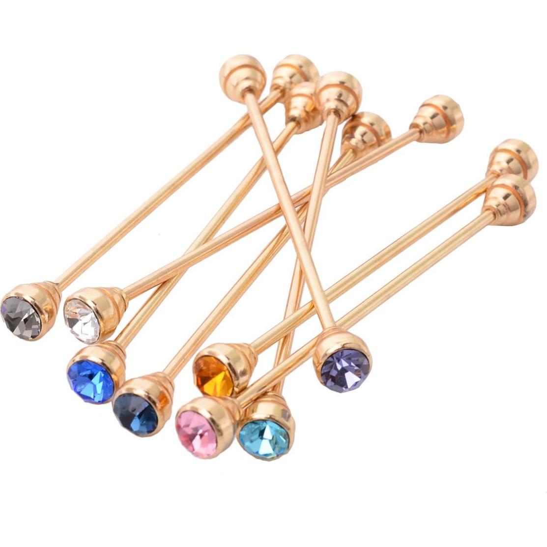 Set 8 Pinzas de Cuello de Cristal YYBONNIE - Oro 18K