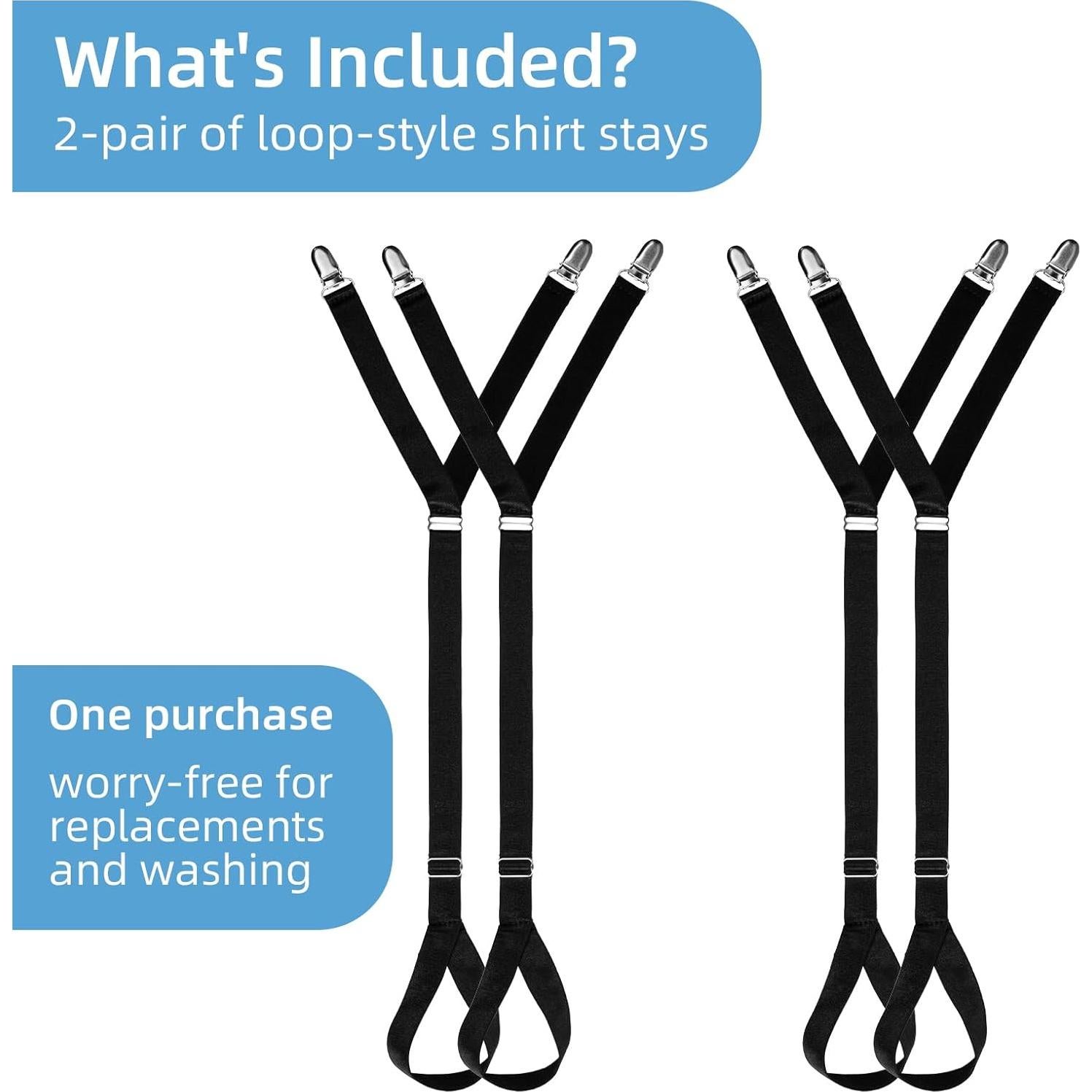 EGGBOY Sujetadores de Camisa Ajustables para Hombres - 2 Pares