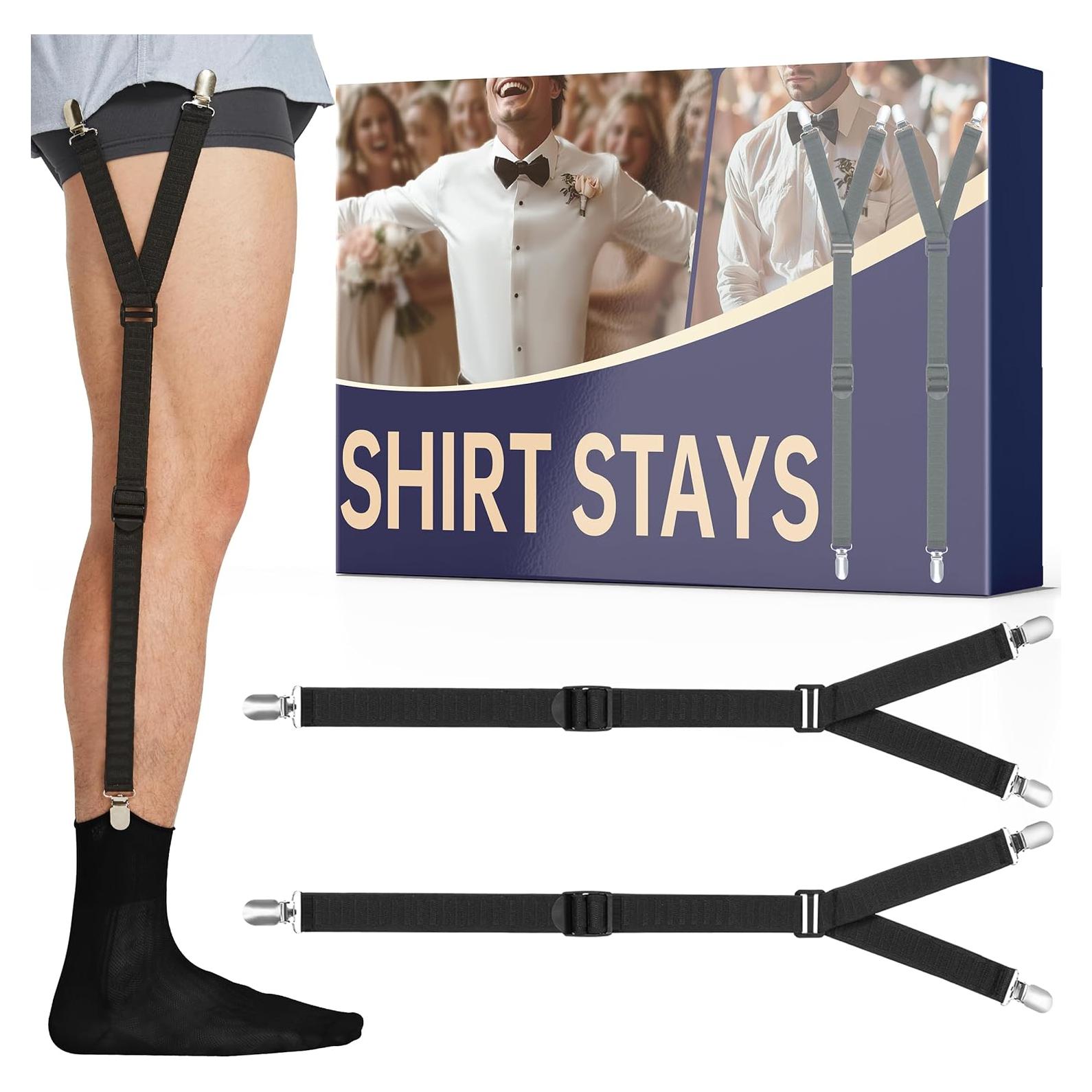 B&P Sujetadores de Camisa Ajustables para Hombres - Clips Antideslizantes