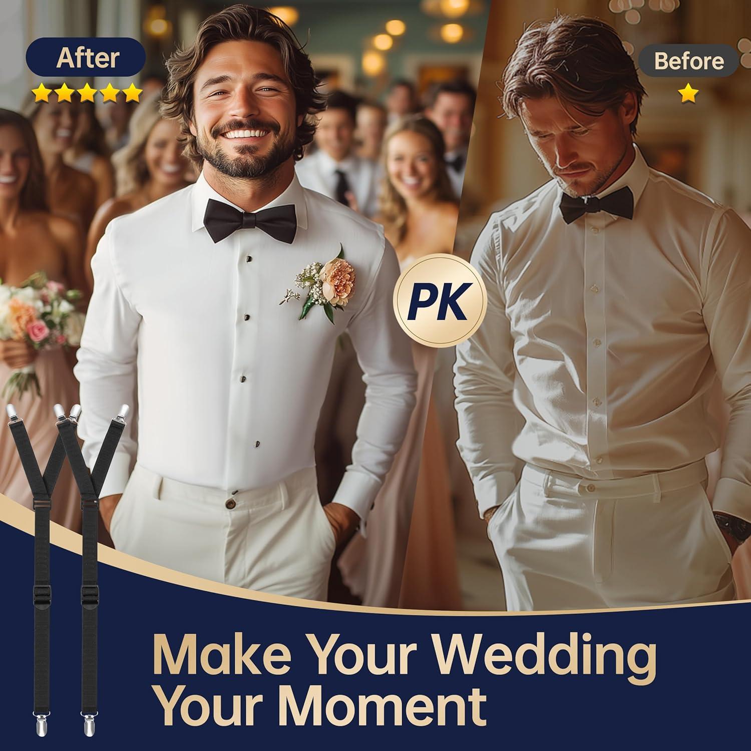 B&P Sujetadores de Camisa Ajustables para Hombres - Clips Antideslizantes