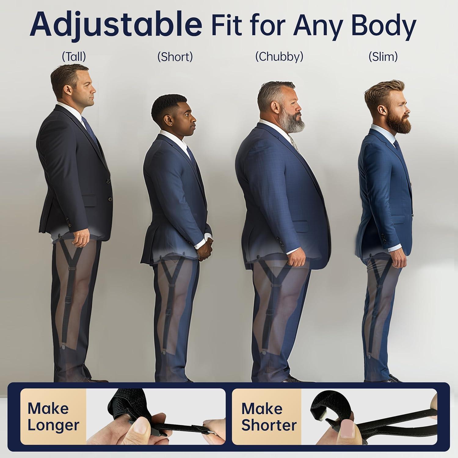 B&P Sujetadores de Camisa Ajustables para Hombres - Clips Antideslizantes