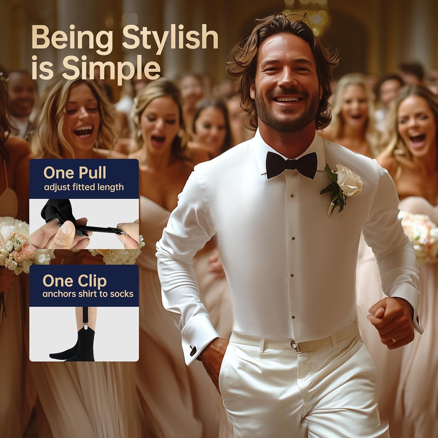 B&P Sujetadores de Camisa Ajustables para Hombres - Clips Antideslizantes