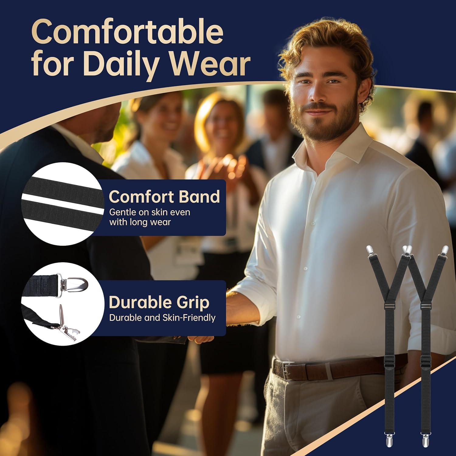 B&P Sujetadores de Camisa Ajustables para Hombres - Clips Antideslizantes