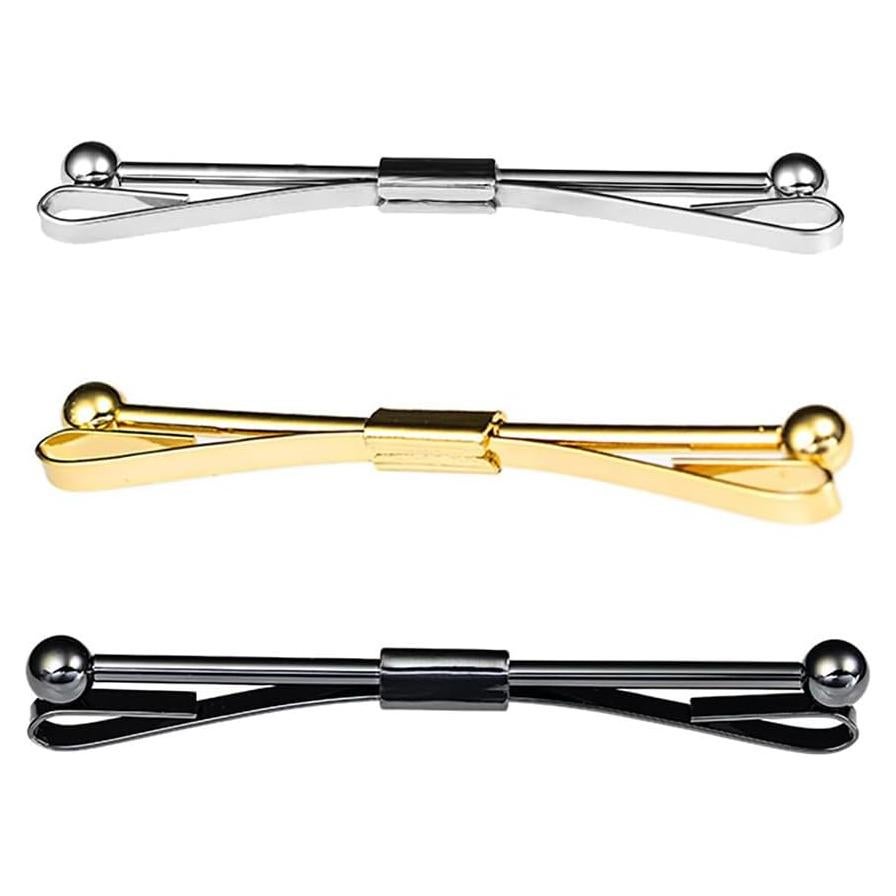 Clip de Corbata BFLCTTBD 3 Piezas Metal Oro Plata Negro