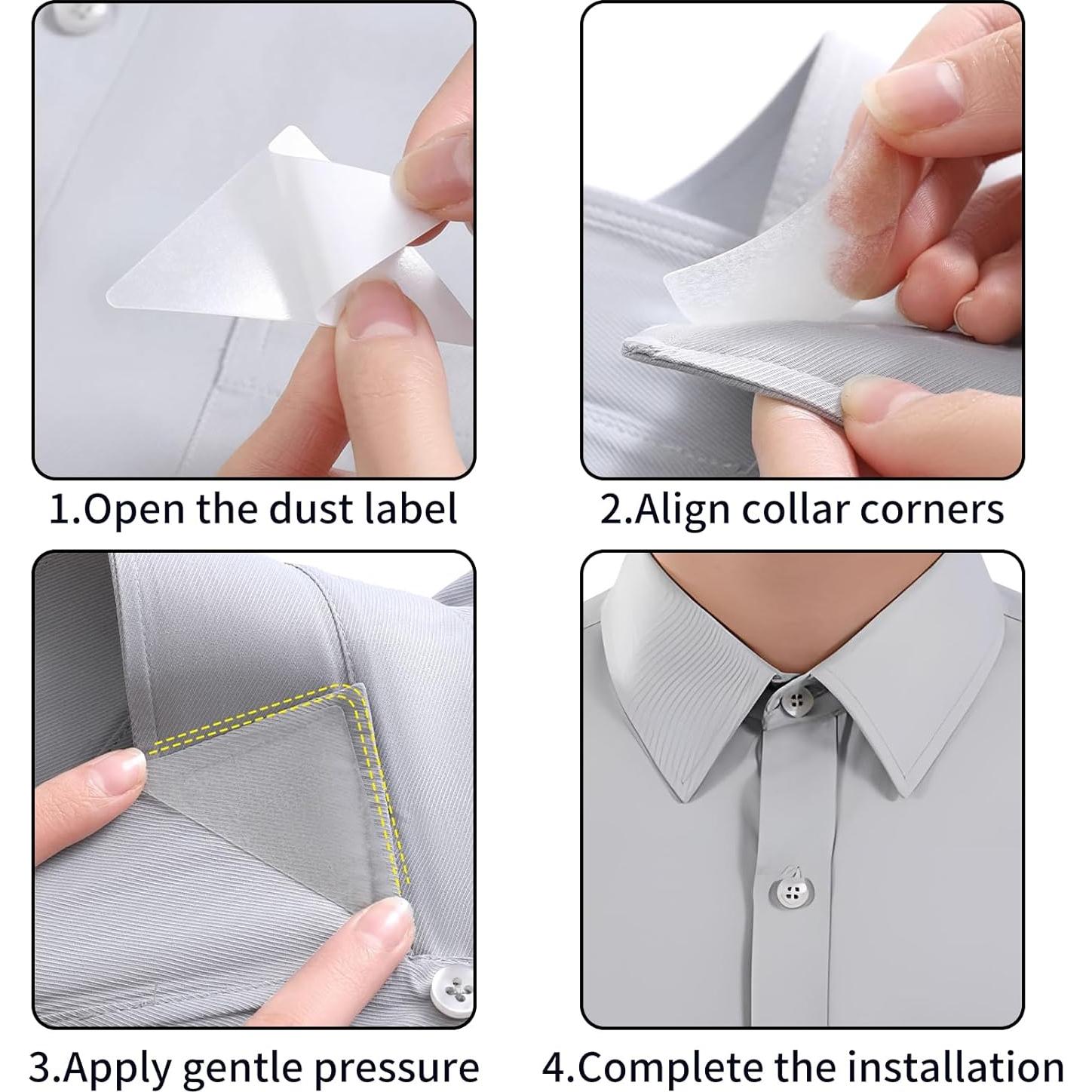 Soportes de Cuello de Camisa Polo No Curl 60 Piezas Adhesivos