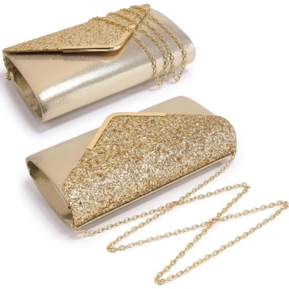 Clutch de Noche Dasein para Mujeres - Bolso Brillante Dorado
