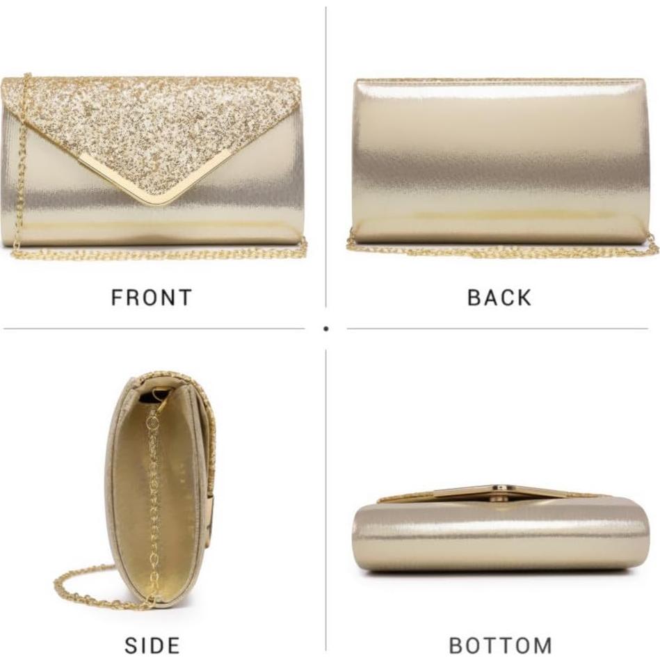 Clutch de Noche Dasein para Mujeres - Bolso Brillante Dorado
