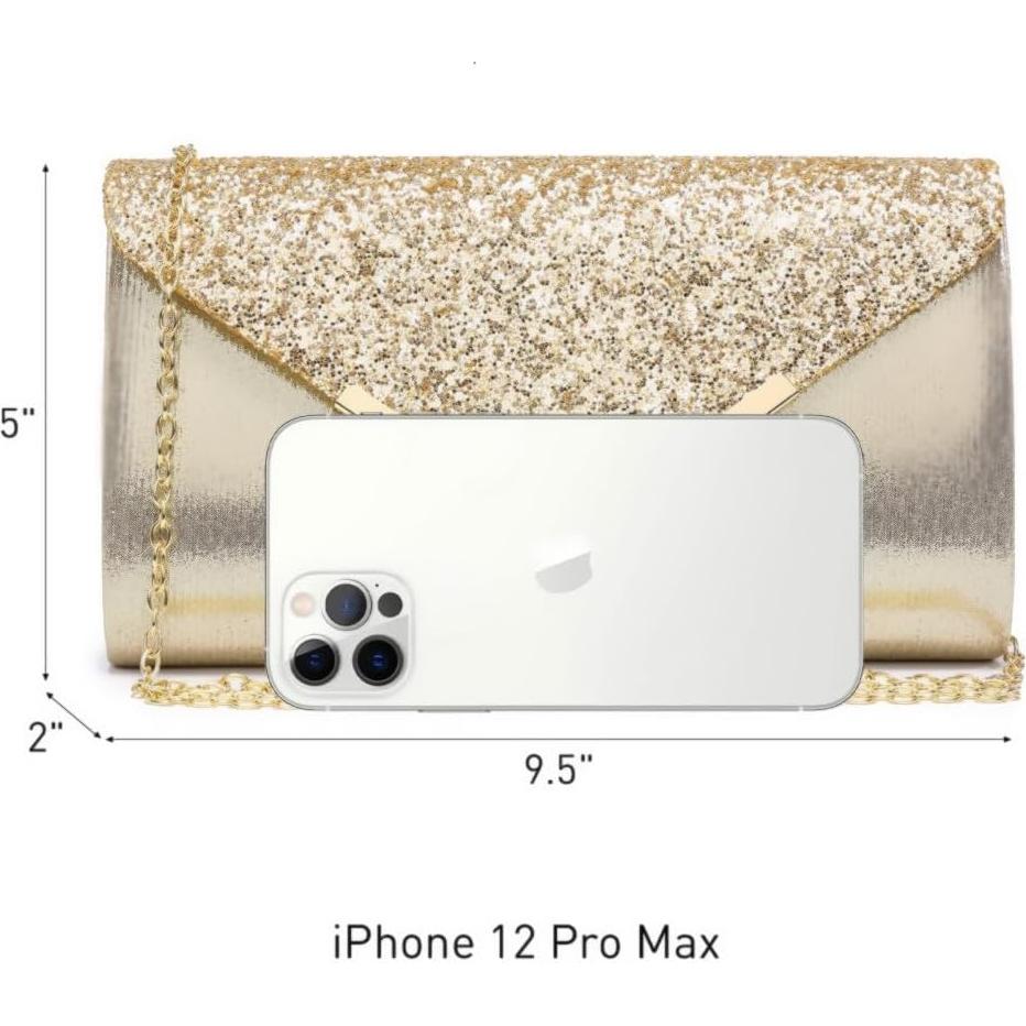 Clutch de Noche Dasein para Mujeres - Bolso Brillante Dorado