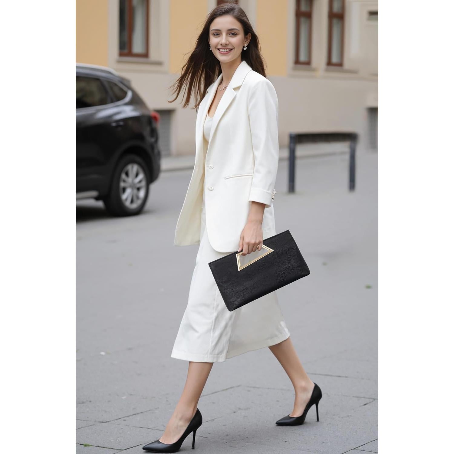 Coucoland Clutch Purse Mujer Cuero Vegano Brillante 30x19 cm