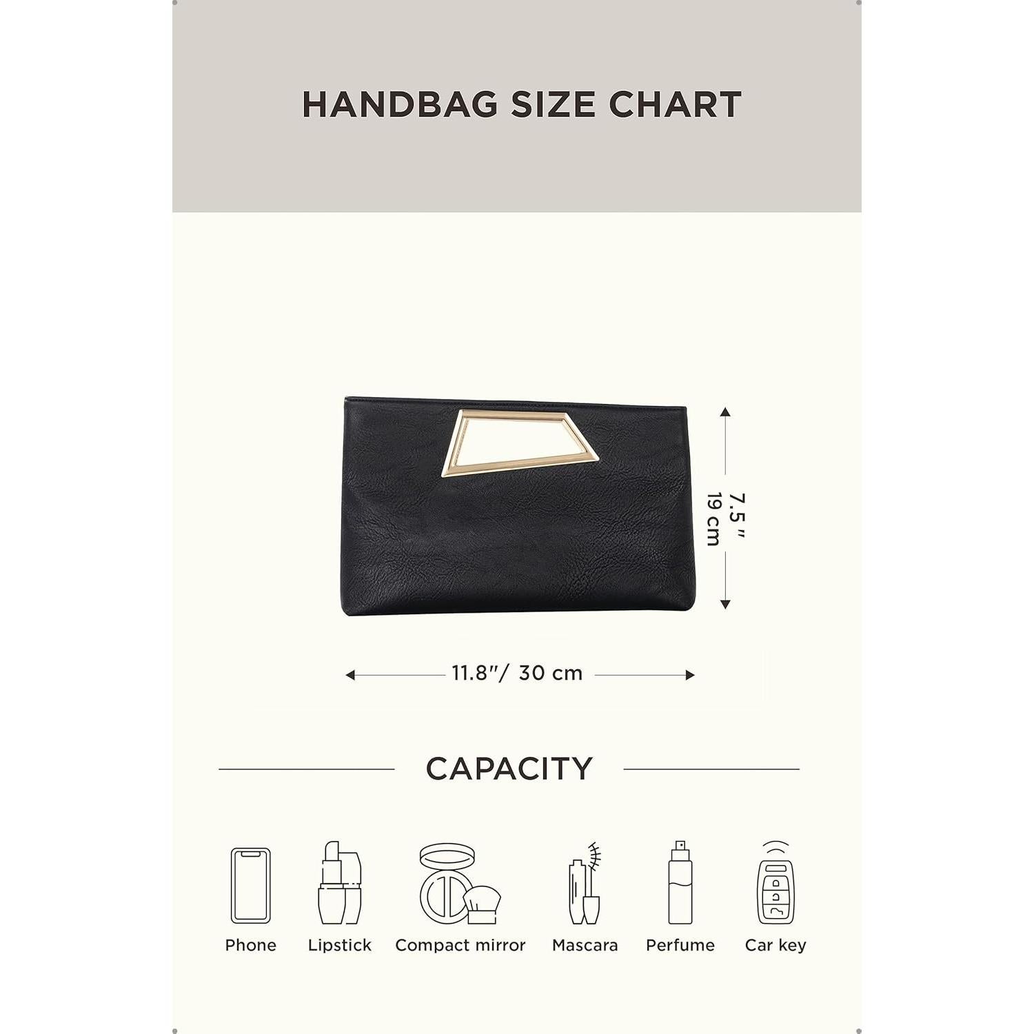 Coucoland Clutch Purse Mujer Cuero Vegano Brillante 30x19 cm