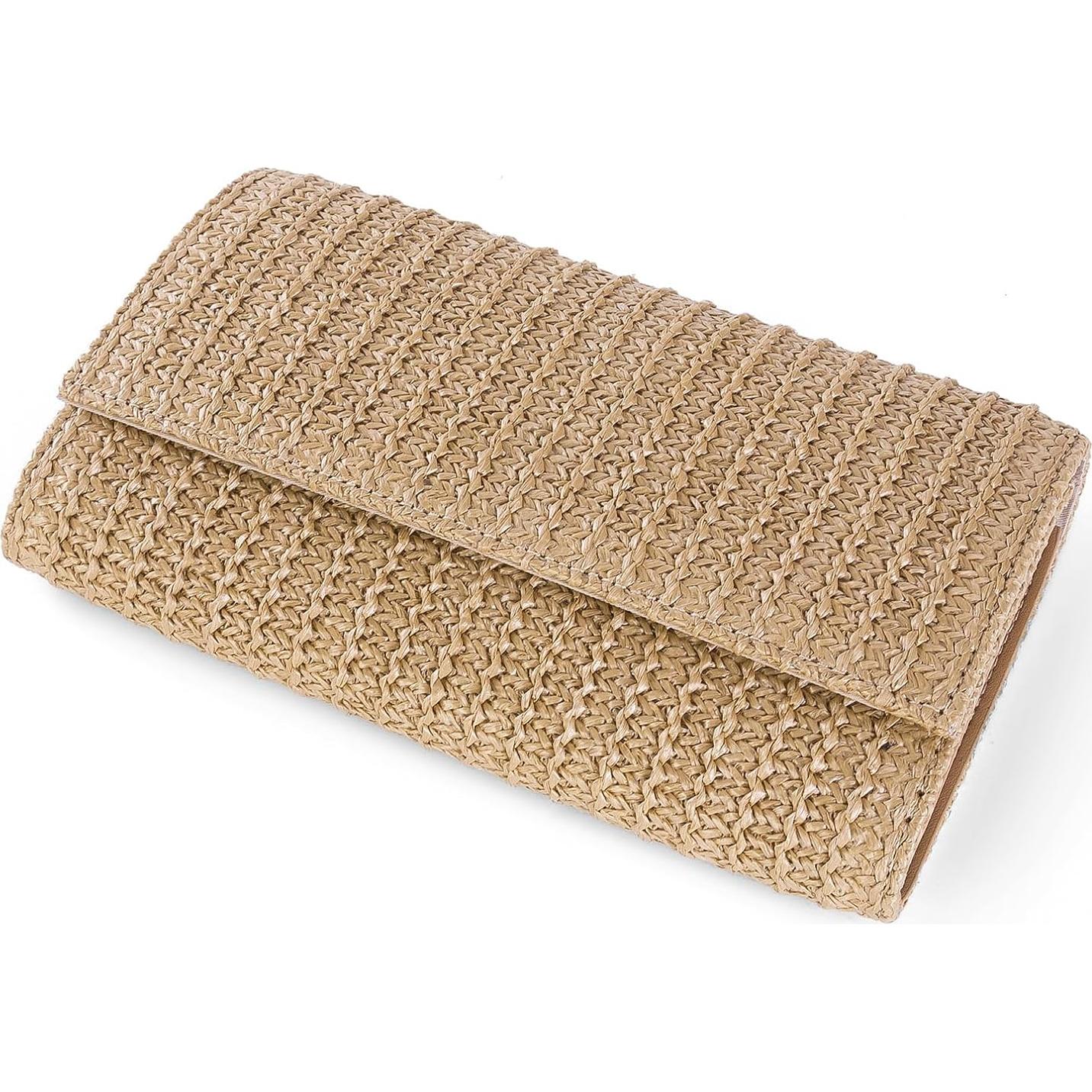 Bolso de mano de paja Kseymeir caqui, elegante y versátil