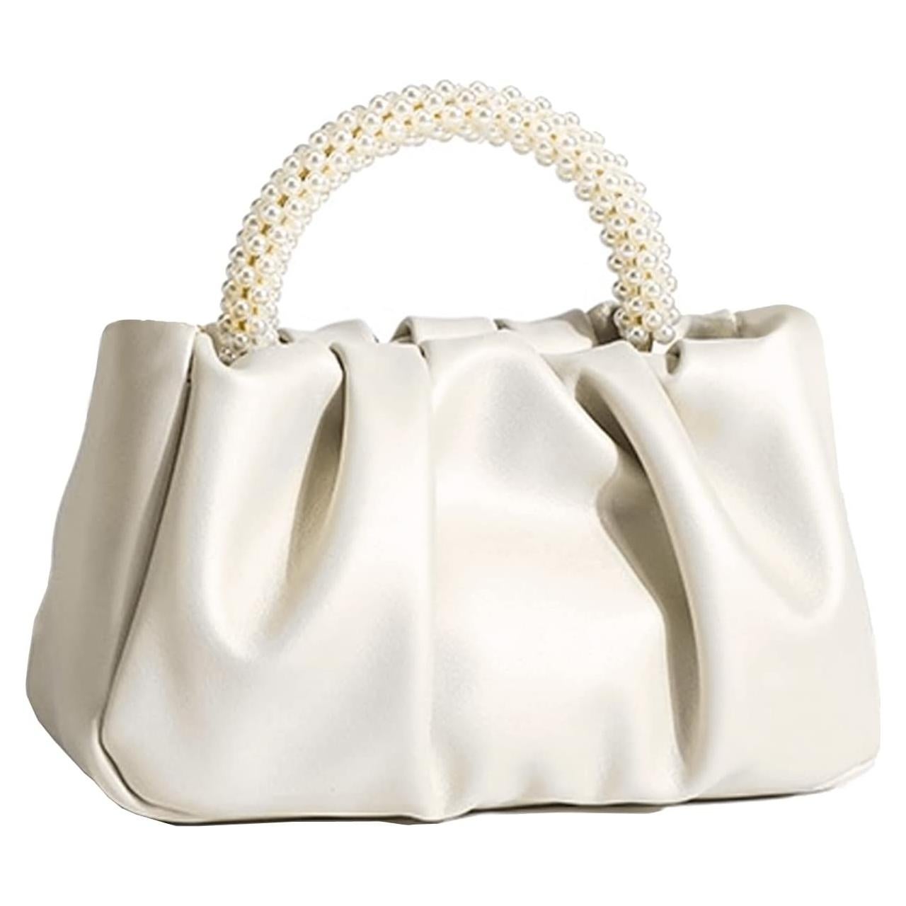 Clutch de Noche de Perlas para Mujeres Blanco 20x7.5x11 cm