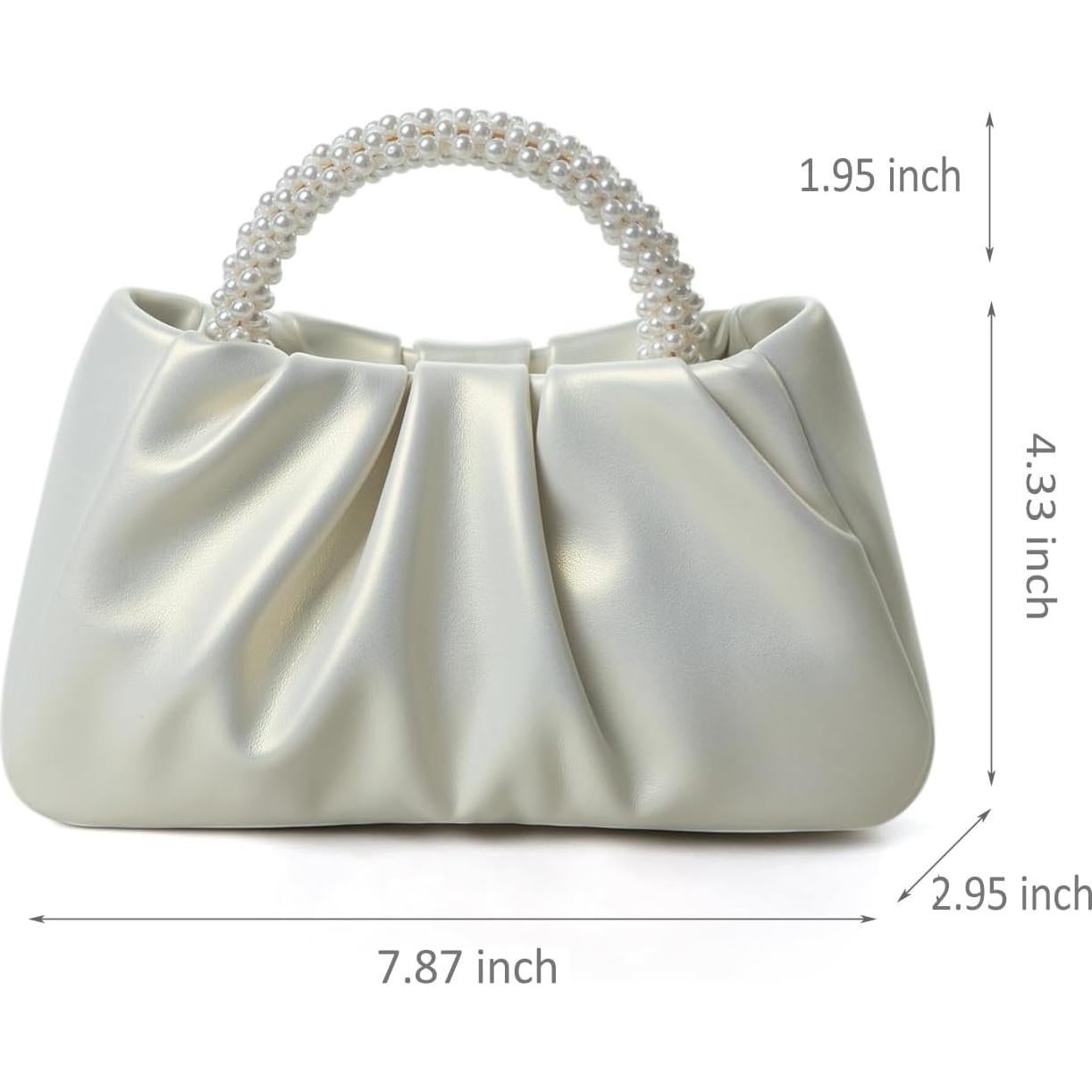 Clutch de Noche de Perlas para Mujeres Blanco 20x7.5x11 cm