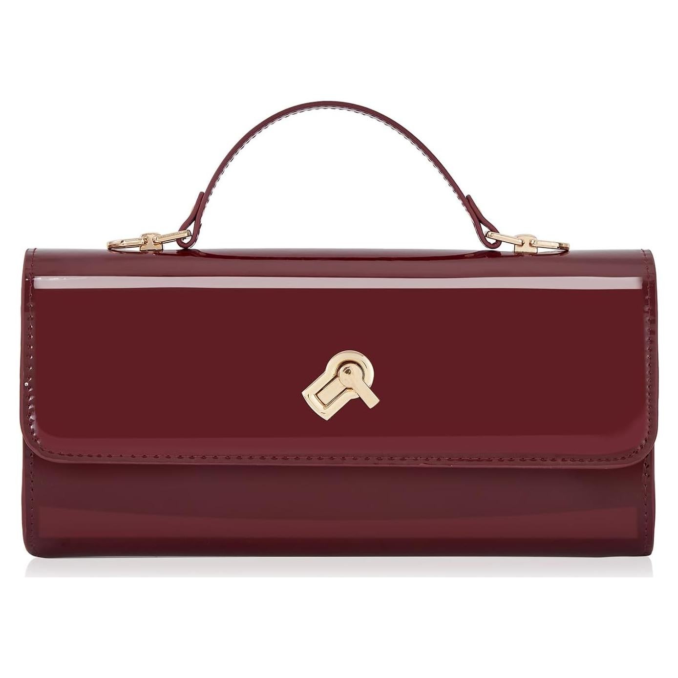 Clutch Metalizado PU Cuero Huralona para Mujeres - Rojo Vino