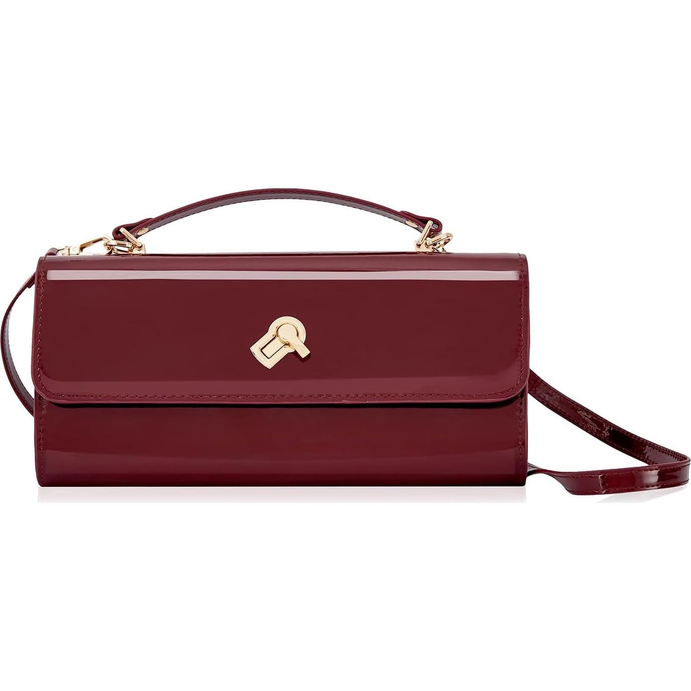 Clutch Metalizado PU Cuero Huralona para Mujeres - Rojo Vino