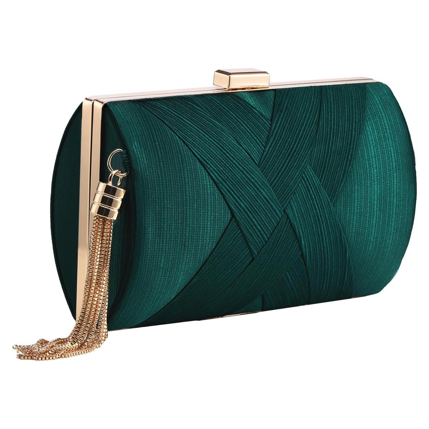 Bolso de mano YAPAIOU verde con borlas para mujer 17.5x11.5cm