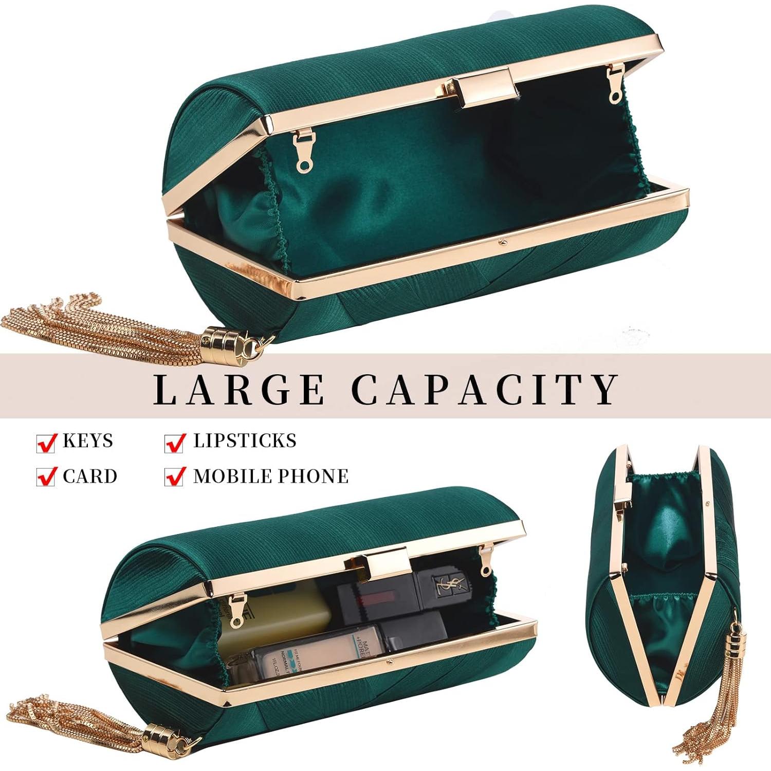 Bolso de mano YAPAIOU verde con borlas para mujer 17.5x11.5cm