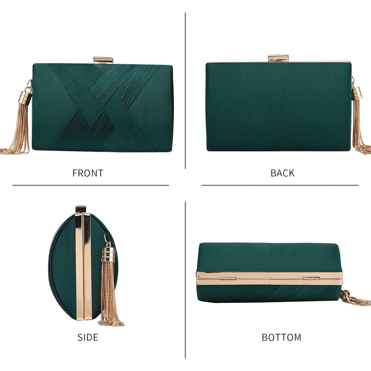 Bolso de mano YAPAIOU verde con borlas para mujer 17.5x11.5cm