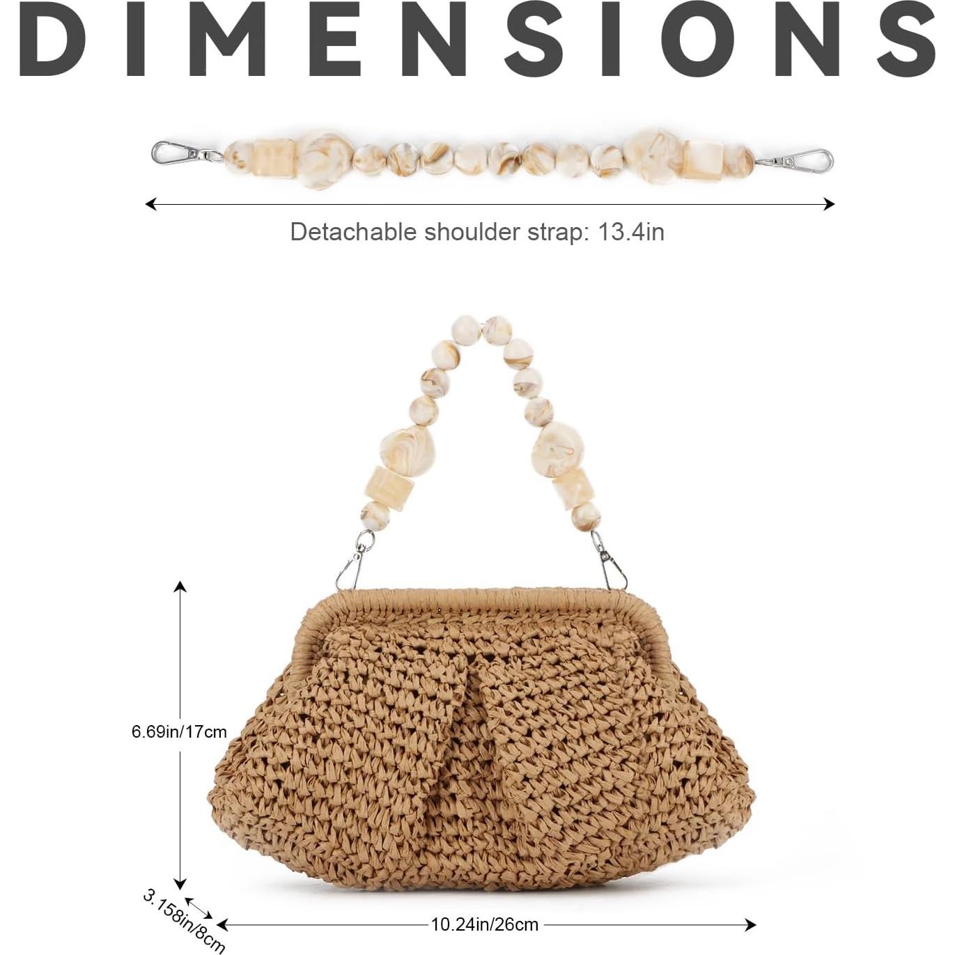 Bolso de Mano de Paja LUI SUI Caqui - Verano 28x20cm