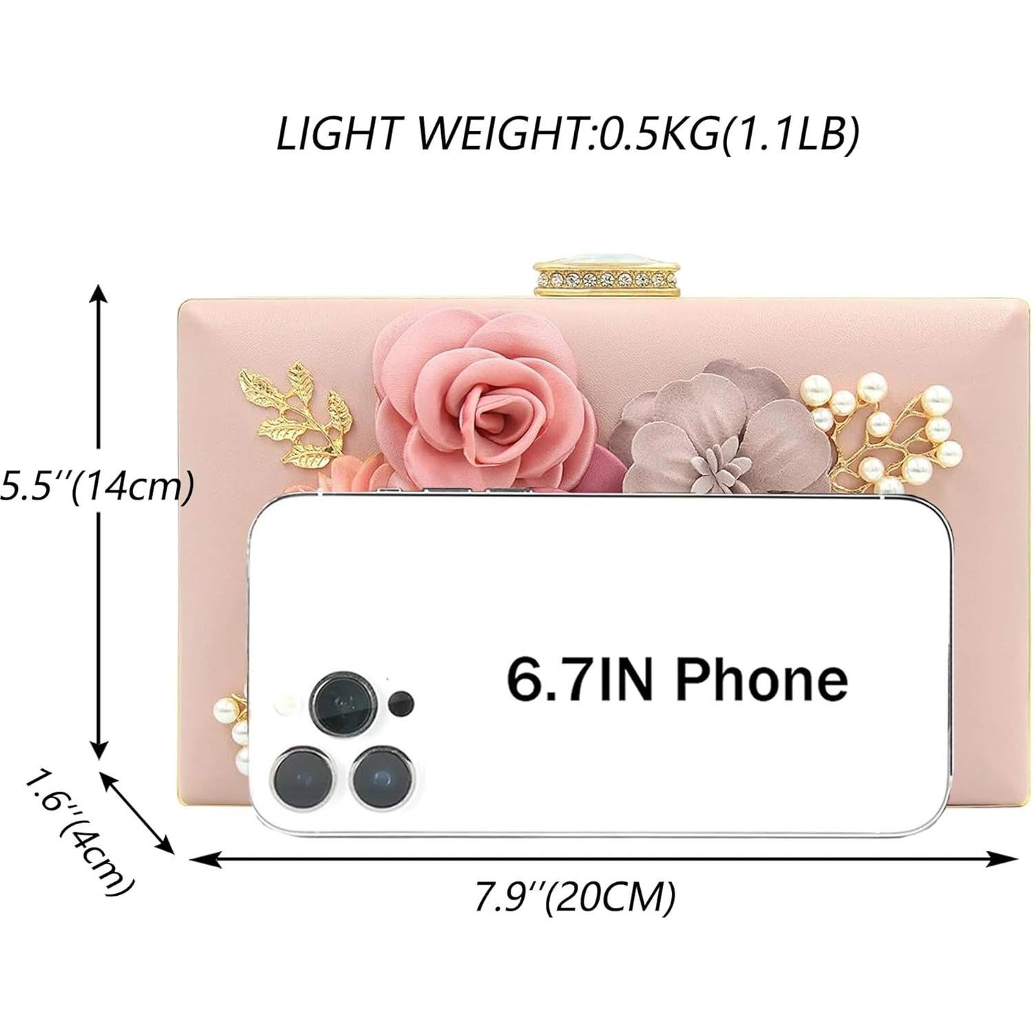 Bolso de Noche Floral Milisente para Mujeres Rosa Claro