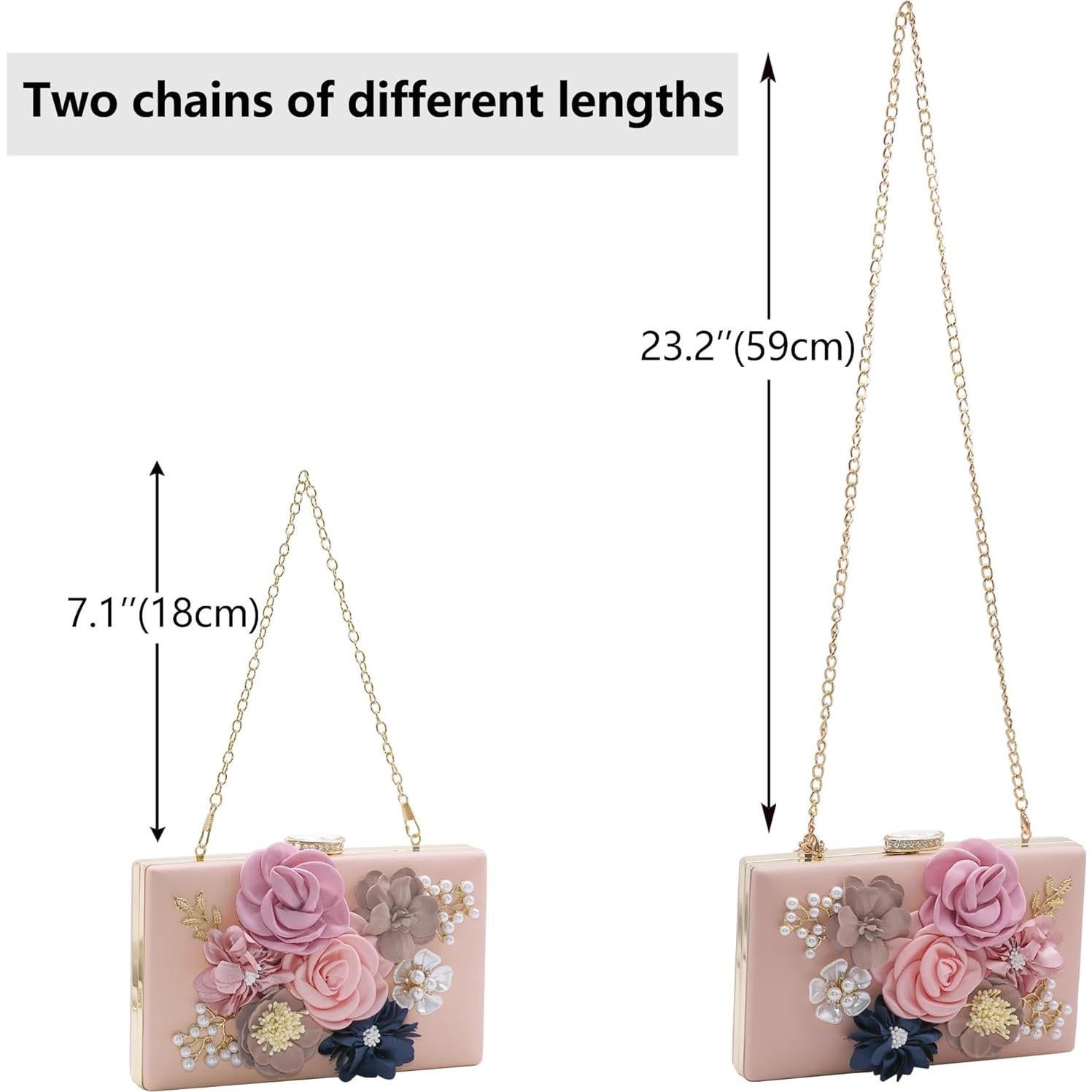 Bolso de Noche Floral Milisente para Mujeres Rosa Claro
