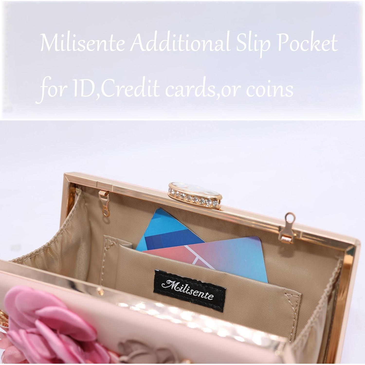 Bolso de Noche Floral Milisente para Mujeres Rosa Claro