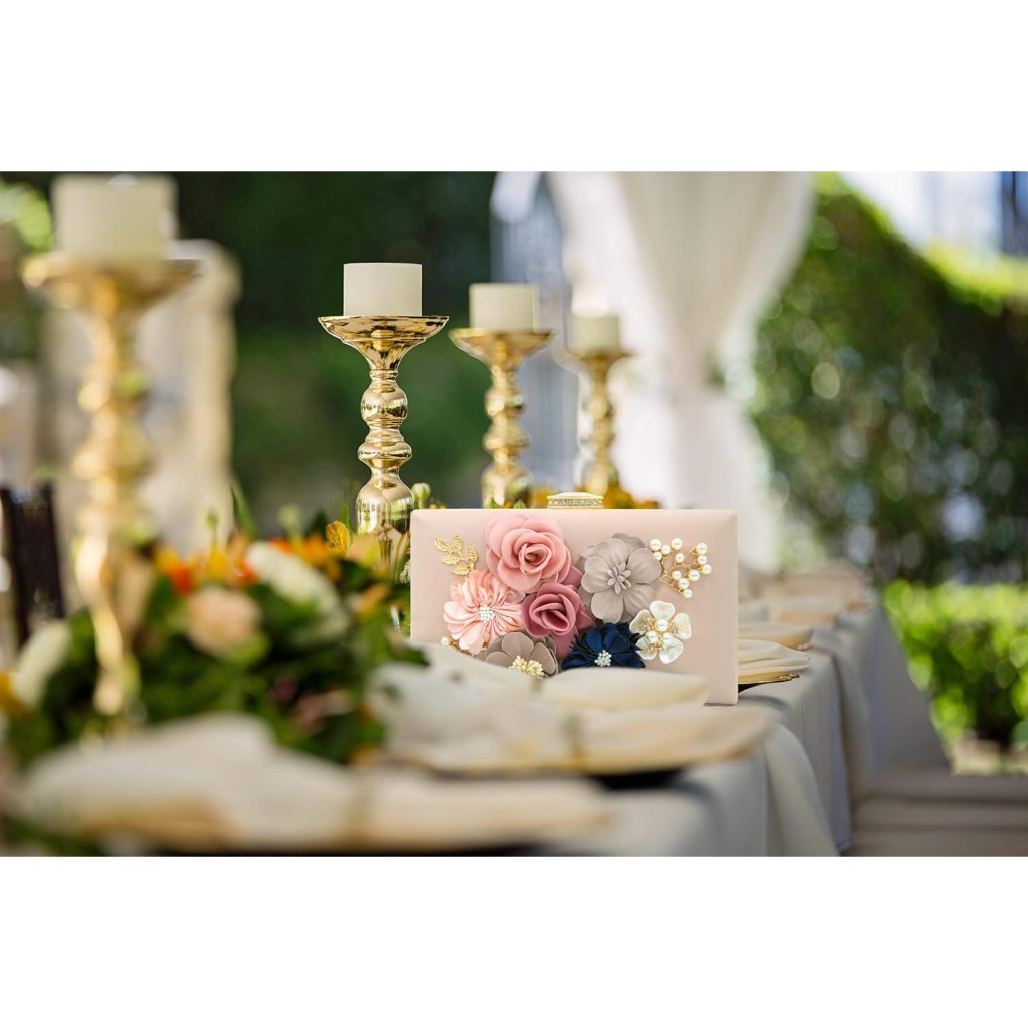 Bolso de Noche Floral Milisente para Mujeres Rosa Claro