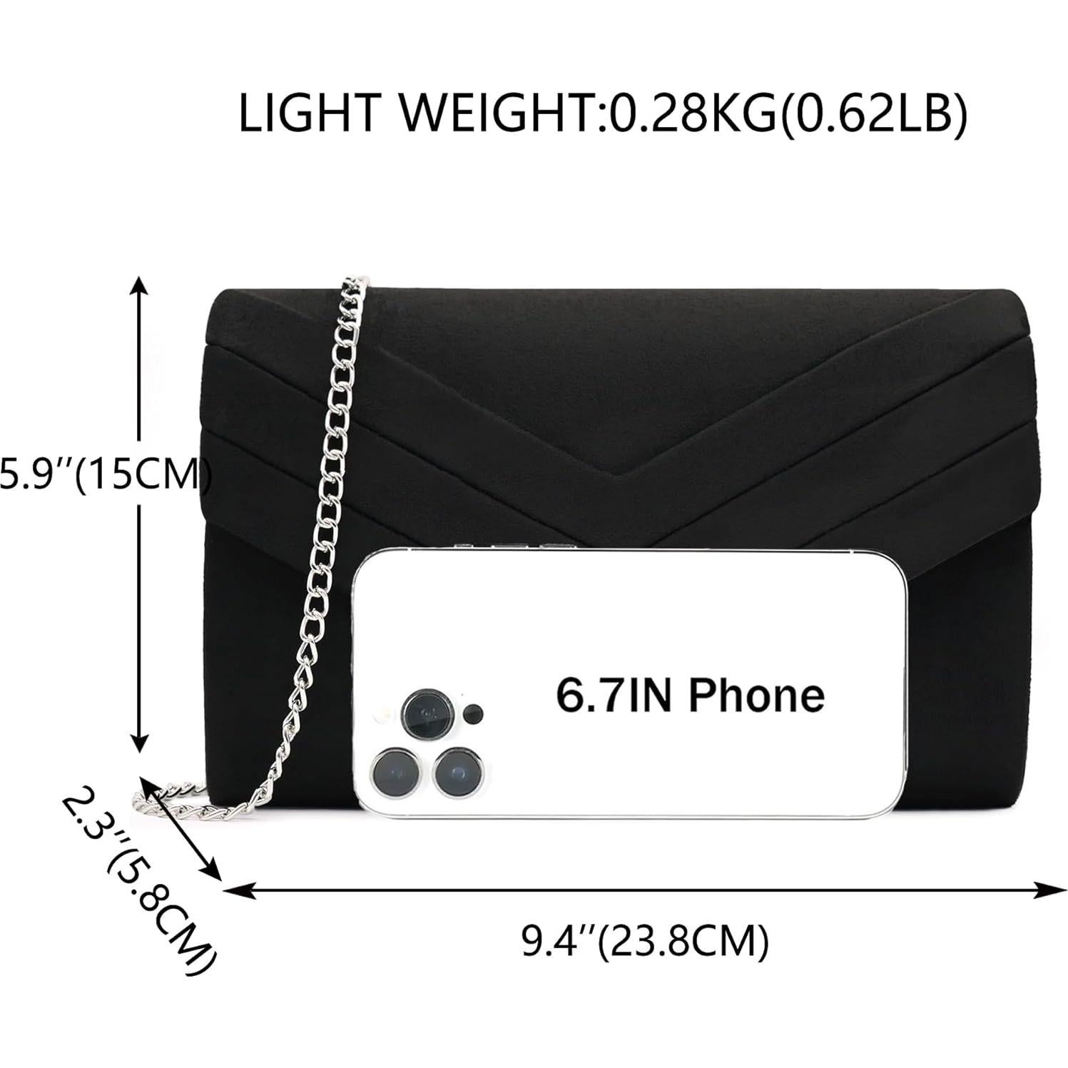 Bolso de Noche Milisente para Mujeres Suede 23.9x5.8x15 cm