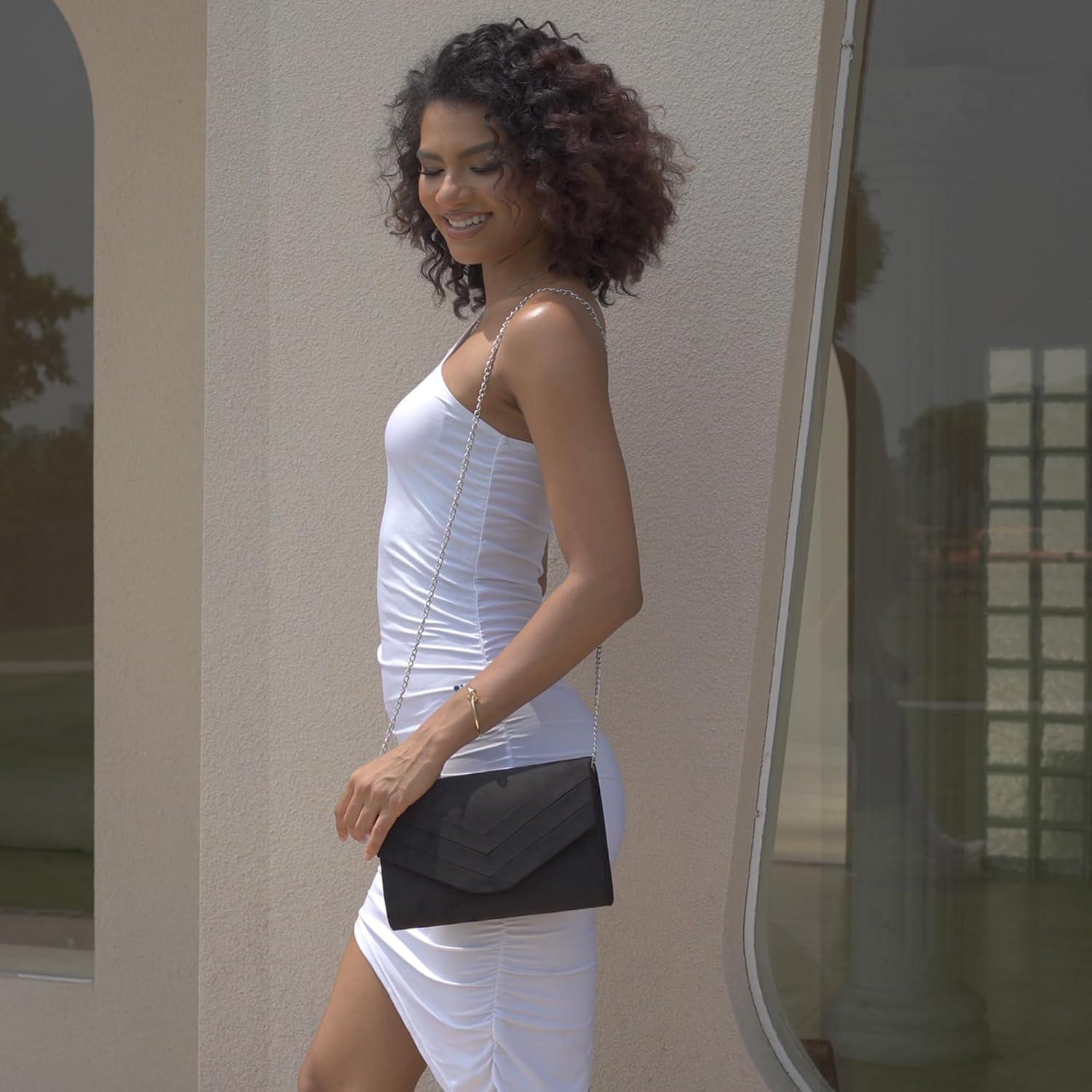 Bolso de Noche Milisente para Mujeres Suede 23.9x5.8x15 cm