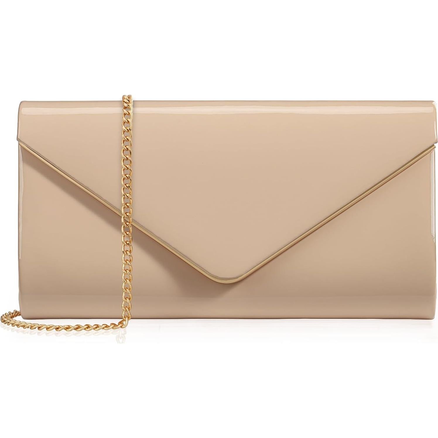 Bolso de mano tipo sobre Dexmay de cuero sintético brillante