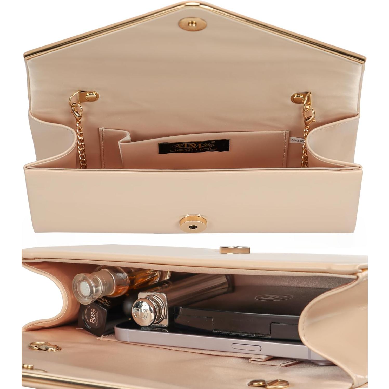 Bolso de mano tipo sobre Dexmay de cuero sintético brillante