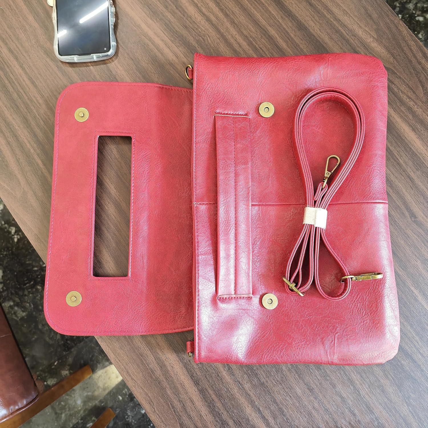 Bolso Clutch de Cuero PU Rojo para Mujer - Alta Capacidad