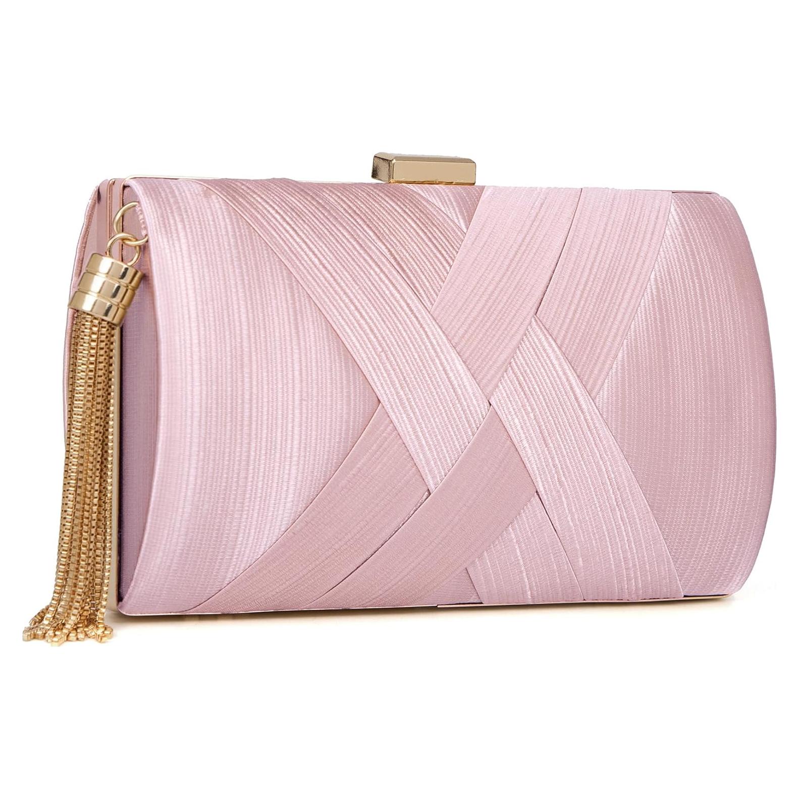 Bolso Clutch Rosa Wytidian para Mujeres con Borlas 17.95x6.99x11.48cm